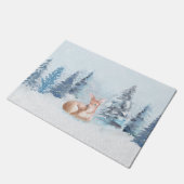 Paillasson Cerfs communs chics d'aquarelle d'hiver dans la (Incliné)