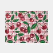 Paillasson Cerises rouges sur en vichy rose (Devant)