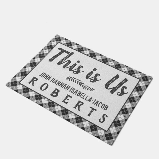 Paillasson C'est nous Black White Buffalo Check Plaid Custom (Incliné)