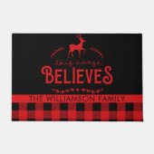 Paillasson Cette Chambre Croit Que Reindeer Plaid Nom De Fami (Devant)