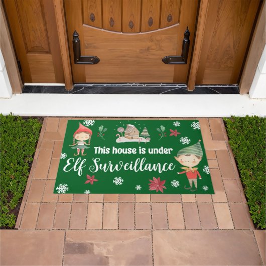 Paillasson Cette Maison est sous surveillance elf Noël (De plein air)
