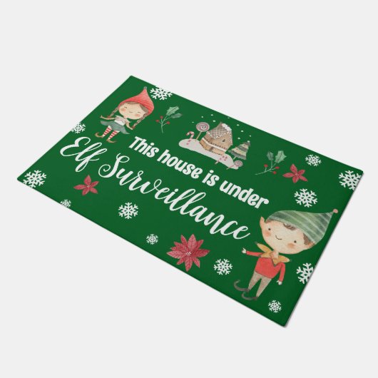 Paillasson Cette Maison est sous surveillance elf Noël (Incliné)