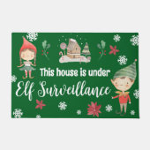Paillasson Cette Maison est sous surveillance elf Noël (Devant)