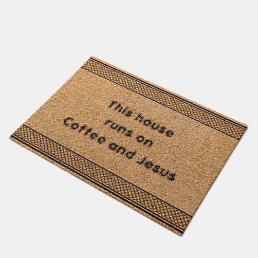 Paillasson Cette maison tourne sur le café et le mat de Jésus (Incliné)