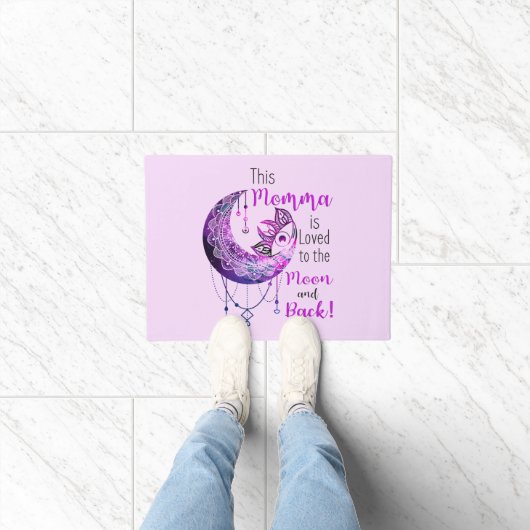 Paillasson Cette Momma est aimée à la lune et à l'arrière (Intérieur)