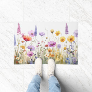 Paillasson Champ de fleurs sauvages à l'aquarelle