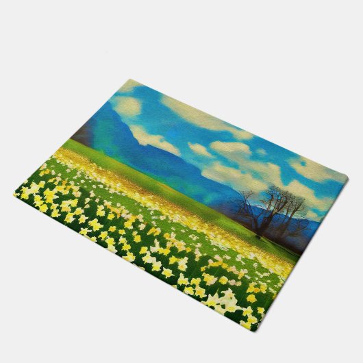 Paillasson Champ de jonquilles - peinture (Incliné)