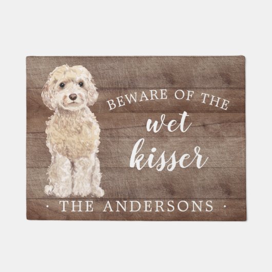 Paillasson Champagne Cockapoo Chien Mat de Porte Personnalisé (Devant)