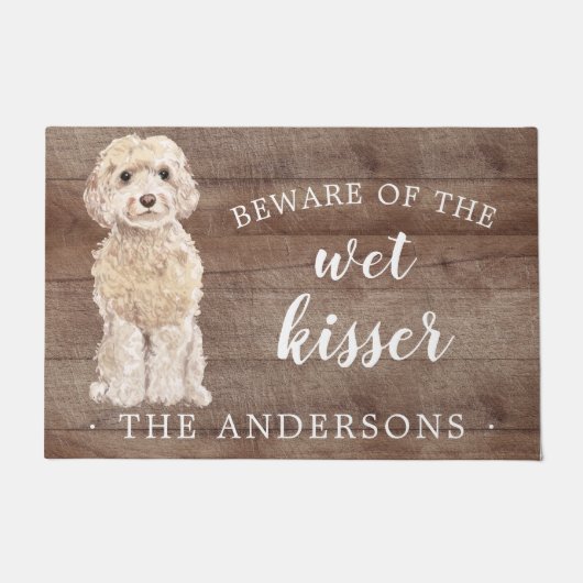 Paillasson Champagne Cockapoo Chien Mat de Porte Personnalisé (Devant)