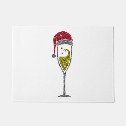 Paillasson Champagne Prosecco pétillant Noël hiver (Devant)