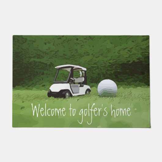 Paillasson Chariot de golf avec boule de golf bienvenue (Devant)