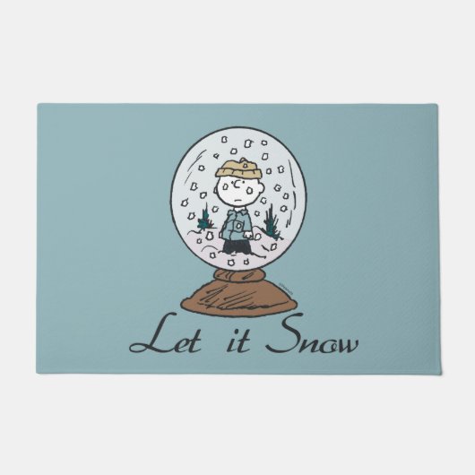 Paillasson Charlie Brown Snow Globe Graphisme - Let It Snow (Devant)
