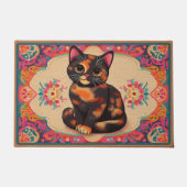 Paillasson Charme Cute Tortoiseshell Chat frontière vibrante (Devant)