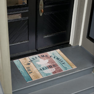 Paillasson Charming Wood & Pineapple Aloha Nom de famille