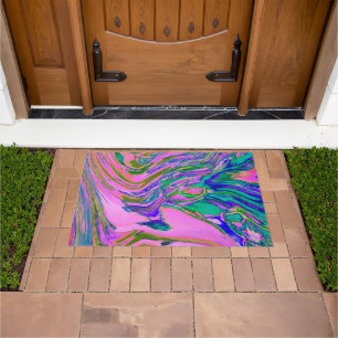 Paillasson Chartreuse Abstraite cool et Hot Pink Super Retro