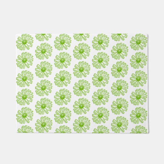 Paillasson Chartreuse Green Daisy Print, Hippie Flower Print (Devant)