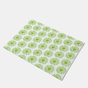 Paillasson Chartreuse Green Daisy Print, Hippie Flower Print