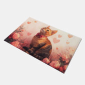 Paillasson Chat abyssinien avec Rose - Saint Valentin (Incliné)