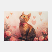 Paillasson Chat abyssinien avec Rose - Saint Valentin (Devant)