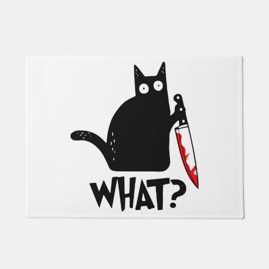 Paillasson Chat assassin avec couteau (Devant)