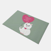 Paillasson Chat blanc Sarcastique Drôle Partir Vert Sage (Incliné)