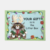 Paillasson Chat cadeau de Noël Green Funny (Devant)