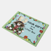 Paillasson Chat cadeau de Noël Green Funny (Incliné)