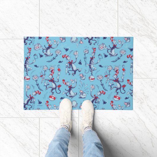 Paillasson Chat Dans Le Casquette | Motif bleu (Intérieur)