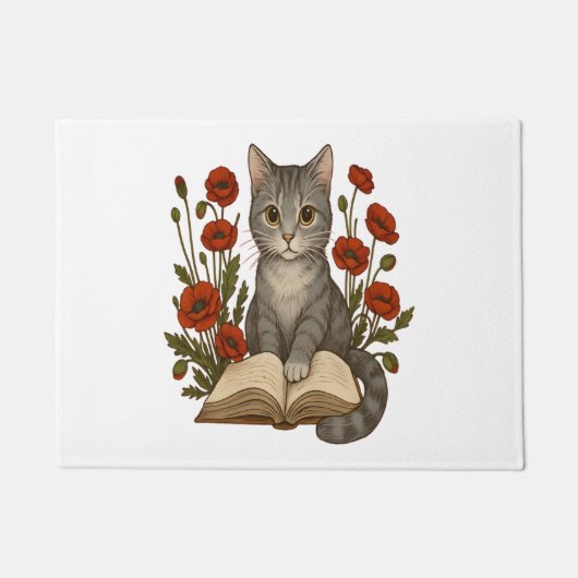 Paillasson Chat de livres - Chat de lecture mignonne avec des (Devant)