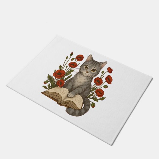 Paillasson Chat de livres - Chat de lecture mignonne avec des (Incliné)