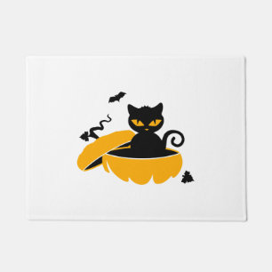 Paillasson Chat d'Halloween noir et citrouille d'Halloween