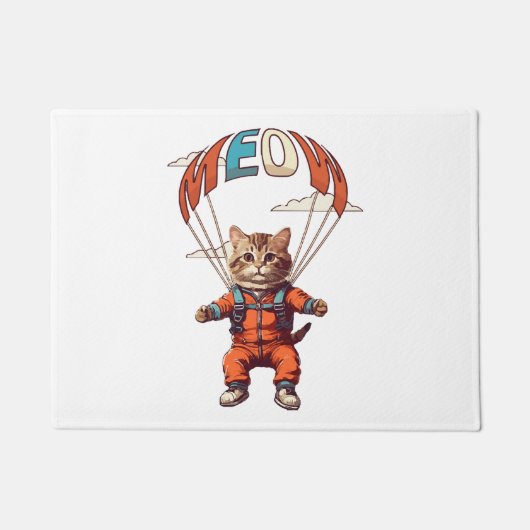 Paillasson Chat drôle de parachutisme (Devant)