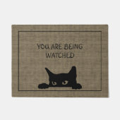 Paillasson Chat drôle Rustique Faux Burlap Porte Mat  (Devant)