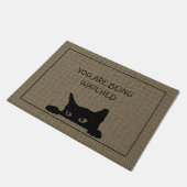 Paillasson Chat drôle Rustique Faux Burlap Porte Mat  (Incliné)