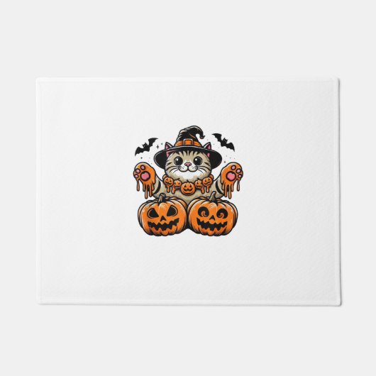 Paillasson Chat Éffrayant Halloween drôle (Devant)