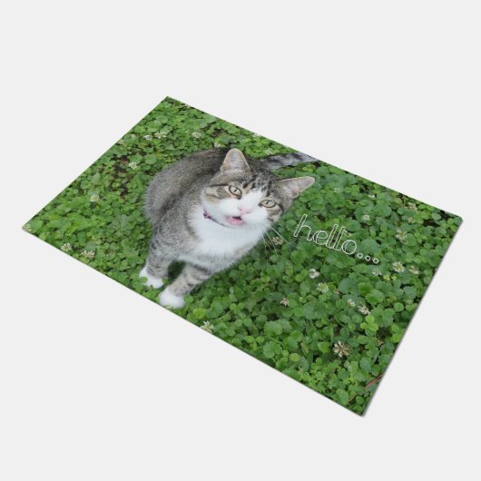 Paillasson Chat en Clover dire bonjour (Incliné)