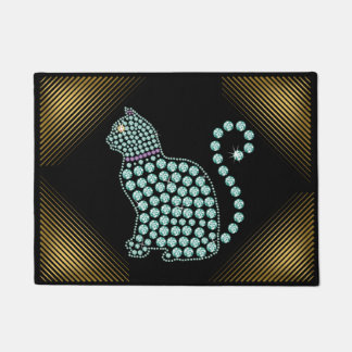 Paillasson Chat en Rhinestone Bijoux Bienvenue