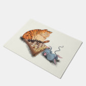 Paillasson Chat et souris Jouer aux échecs Dessin amusant  (Incliné)