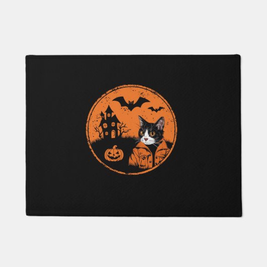 Paillasson Chat Halloween Art 2024 Kitten Chats Hommes Femmes (Devant)