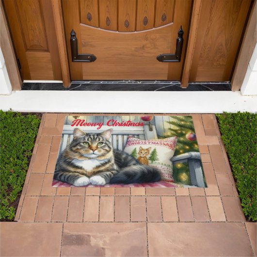 Paillasson Chat Maine Coon de Noël (De plein air)