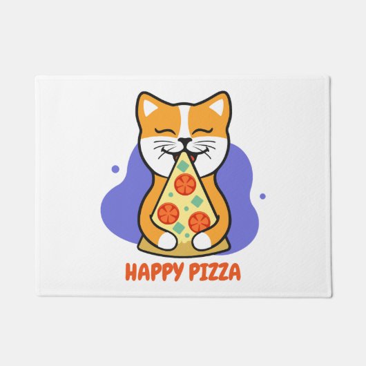 Paillasson Chat mangeant une pizza (Devant)