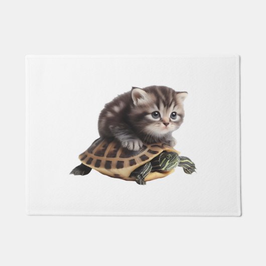 Paillasson chat mignon sur tortue (Devant)