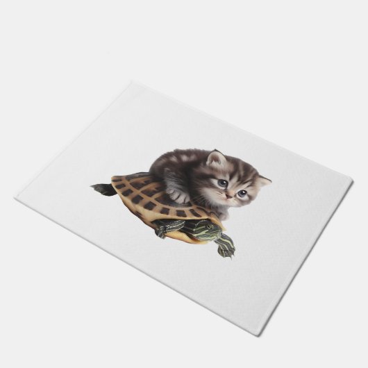 Paillasson chat mignon sur tortue (Incliné)