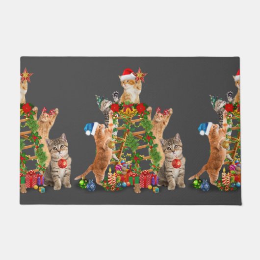 Paillasson Chat Noël Arbre Vilaire Noël Chat Maman Chat Papa (Devant)