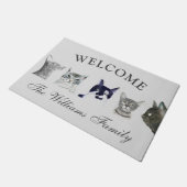 Paillasson Chat Noir Animaux Animaux Aquarelle Animal Kitten (Incliné)