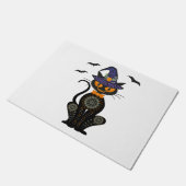 Paillasson Chat Noir Avec Chemise Halloween Jack-o'-lantern (Incliné)