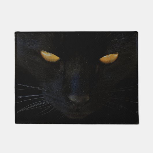 Paillasson Chat noir avec tache Yellow Eyes Yellow Door Mat (Devant)