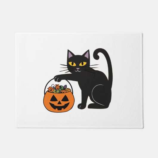 Paillasson Chat noir d'Halloween Citrouille Jack O' Lantern S (Devant)