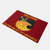 Paillasson Chat noir d'Halloween et Citrouille (Incliné)