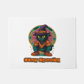 Paillasson Chat noir d'Halloween - Restez Éffrayant Chat rétr (Devant)